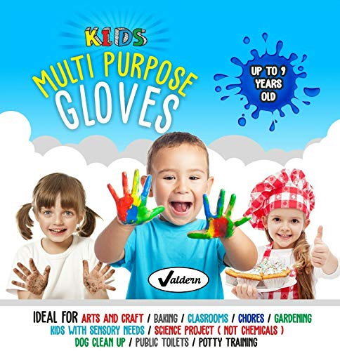 Valdern Kinder Mehrzweck LATEX FREE - PULVERFREIE EINWEGHANDSCHUHE Wegwerf Handschuhe für Kinder (Gemischte Farben - 20 Paare)