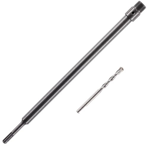 Rennie Tool Company 400mm SDS Plus Adapter and Tungsten Carbide Drill Bit - 8mm Pilot Drill for TCT Core Drill, Carbide Tipped Drill Bit For Concrete, Masonry, Brick and Aerated Block