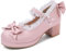 KISSASA Womens Cute Platform Shoes Chunky Mary Jane Heels Bow Court Shoes Size 3.5UK,Pink