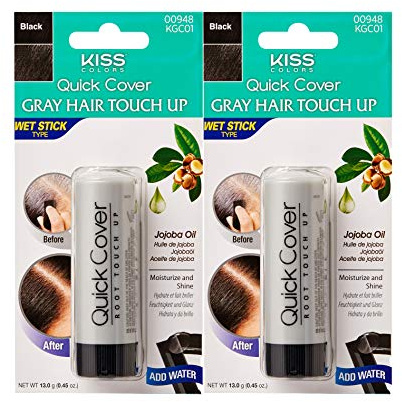 Kiss Quick Cover Gray Hair Touch up Wet Stick Type (2 Pack - Black)