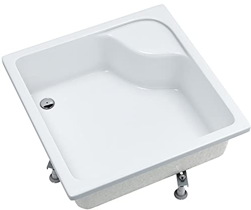 Sellon24® Duschwanne Quadrat Viertelkreis Duschtasse Acrylwanne Standard 41cm hoch weiß (90x90x41)