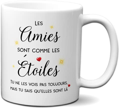 Tasse-Mug Meilleure Amie Cadeau Copine-Les Amies sont comme les Étoiles- Idée Original Anniversaire Femme, Céramique