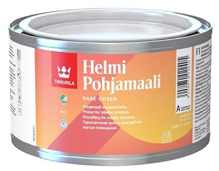 TIKKURILA Helmi Primer - Base Cover Priming Paint For Interior Wood & Furniture - Quick Drying And Hard Wearing - 0.25 Litres