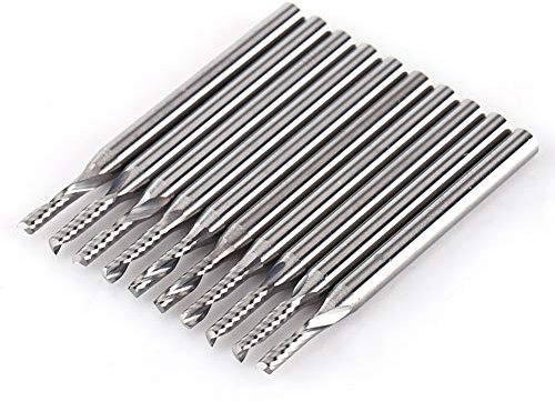 Schaftfräser Cnc Fräser Flachbodenbohrer Schaftfräser Für Bohrmaschine 10 Stück Wolframkarbid-schaftfräser Gravierwerkzeuge Einzelflöte Spiralbohrer Normalerweise Zum Schneiden VOV Acryl PVC MDF