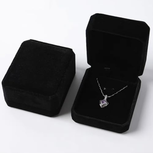 1 boîte cadeau pour collier, bracelet, pendentif, boîte cadeau pour bijoux, petite boîte rectangulaire en velours noir pour emballage de bijoux, chaînes, boîtes de collier de Noël, en vrac, hommes et