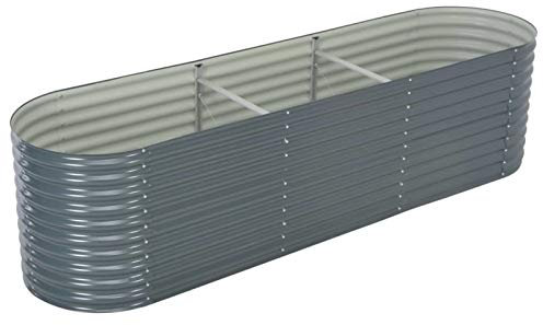 Festnight Hochbeet Metall 320x80x81 cm Grau Hochbeete für Garten Pflanzkübel Verzinkt Stahl Balkon Terrasse Pflanzkasten Blumenkasten Draußen Blumenbeet Gemüsebeet Kräuterbeet