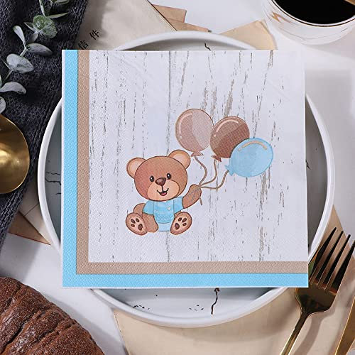 100Pcs Geburtstagsfeier Papierservietten,Personalisierte Holzmaserung Ballon Retro Kunst,2-Lagige Einweg-Papier-Partyservietten Servietten 33Cmx33Cm Ideal Für Decoupage-Handwerk Für Brautparty,