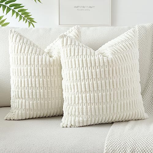 JOTOM 2er Set Kordsamt Weicher Kissenbezüge Moderne Kissenhüllen Dekorative Sofakissen Dekokissen Zierkissenbezug für Wohnzimmer Sofa Schlafzimmer Beige 50x50 cm