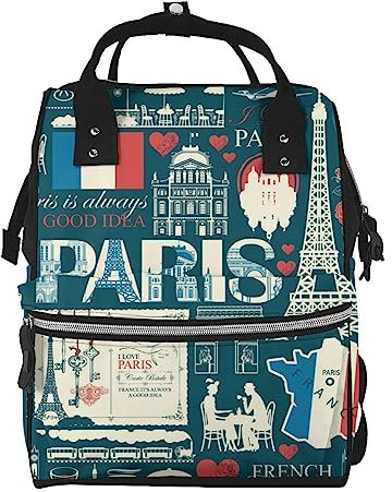 ARCOFF Paris Symbole Nahtlose Muster Wickeltasche Windel Rucksack für Frauen Männer Mode Reisetaschen Casual Daypacks Rucksack, mehrfarbig, One size
