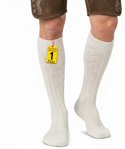 German Wear Trachtensocken Trachtenstrümpfe Zopfmuster 40cm Natur