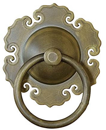 Vintage-Knopf-Kupfergriff, Türgriff for den Innenhof, blumenförmiger Türklopfer aus Bronze, antiker Holz-Haustürgriff, Retro-Gartenhof-Wanddekorationszubehör/11 cm Durchmesser ( Size : 8Cm Diameter )