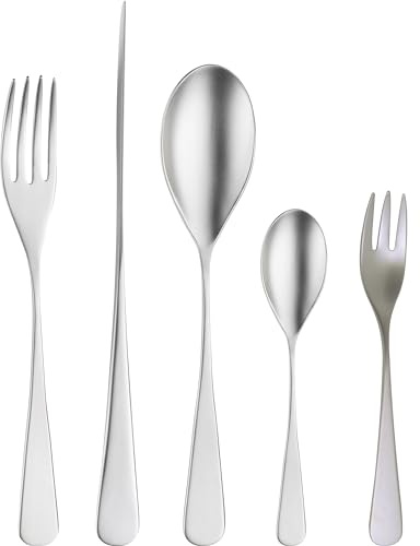 Pintinox « Audrey Mystique » Set de couverts de table 30 pièces Couverts de table Vaisselle & Accessoires de table Couverts de service en acier inoxydable Poli miroir Forme ronde moderne allongée