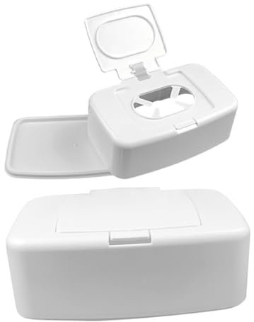 HOOTNEE 2stücke Praktische Feuchttücherbox Mit Deckel Aus Weißem Kunststoff Kompakt Tragbar Und Leicht Für Wohnzimmer Babyzimmer Und Unterwegs Schützt Feuchttücher Hygienisch Vor Verschmut