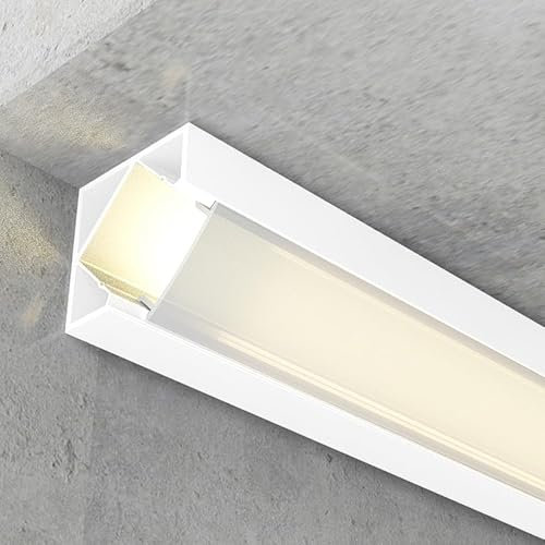 Perfil de aluminio lacado blanco de 2 metros, ideal para acabados en construcción y decoración de interiores.