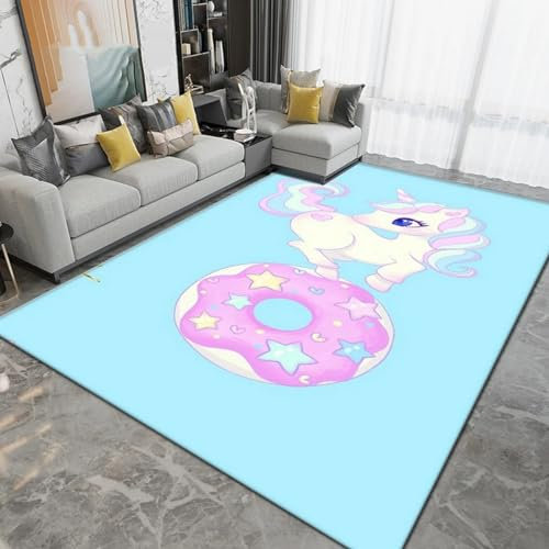 Kinderteppich Cartoon Süßes Einhorn-Tierpferd - Kurzflor Teppich Kinderzimmer Spielteppich Antiallergen Und Extra Weich - Babyzimmer Teppiche Für Junge Und Mädchen Babyteppich 100 X 200 Cm -4C0Q6A3W4T