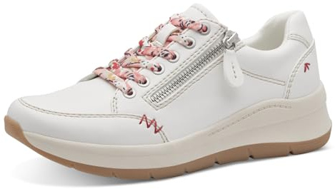 Jana Baskets Femme Plates à Lacets Vegan, White, 37 EU