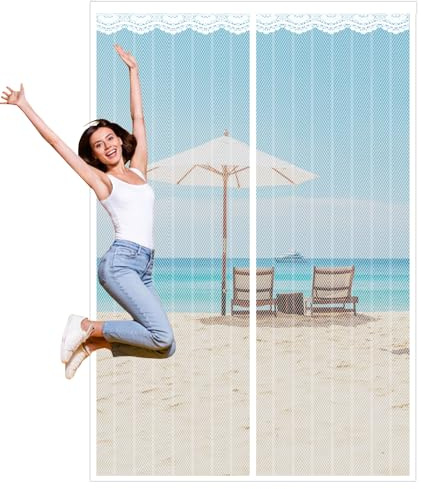 ZYXYMY Magnetic Fly Screen Door, Heavy Duty Bug Mesh Curtain with Powerful Magnets, Anti Mosquito Mesh Fly Curtain, Fly Nets for Doors, White, 60x180cm