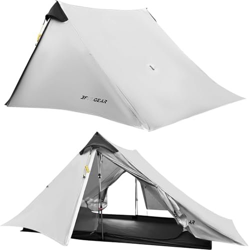 RDYMONKEY Lanshan 1-Personen-Zelt oder Lanshan 2-Personen-Zelt, 3FULGear ultraleichtes Campingzelt, 3/4 Saison wasserdichtes Profi-Wanderzelt, 15D Profi-Campingzelt (2 Person –3 Jahreszeiten – Grau)