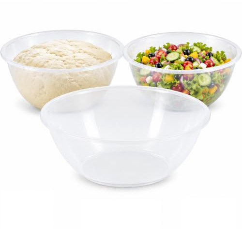 ZOPPER 30cm Clear Plastic Mixing Bowls Pack of 3 Large | 7L BPA-Free Kitchen Bowls for Mixing, Baking, Food Preparation, Salad, Serving & Storage - Lightweight & Durable