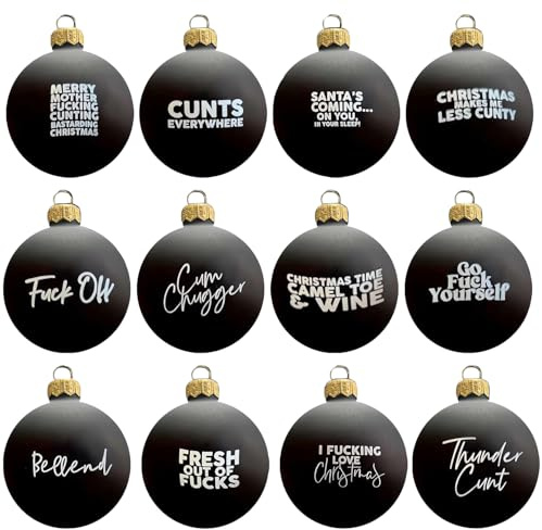 12PCS Christmas Baubles | Sweary Bauble Bundle, 2025 Christmas Ball Ornaments, Funny Hanging Ornaments, Novelty Offensive Xmas Tree Bauble Ornaments, Novelty Exchange Gifts for Adults