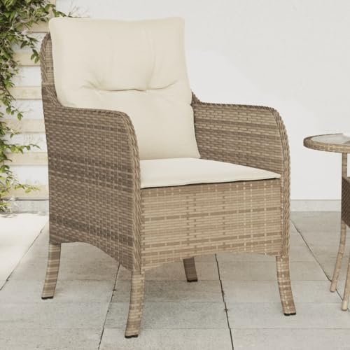 Outdoor Terrassenmöbel Set 2 Stück Beige Rattan Sofa Stühle mit Kissen für Garten Terrasse Bequeme Sitzmöglichkeit für Outdoor Living