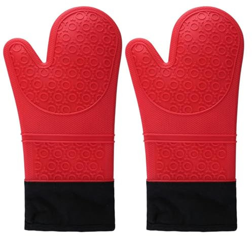 Lot de 2 gants de cuisine professionnels résistants à la chaleur en silicone antidérapants avec doublure intérieure douce