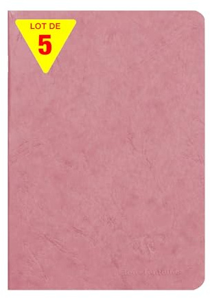 Clairefontaine 733106Cpack - Packung 5x Notizheften Age Bag, A5 14,8x21 cm, 48 Blatt blanko 90g, Einband gekörnt mit Lederstruktur, Altrosa, 1 Pack