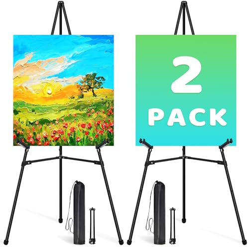 VAIIGO 2 pack Caballete para carteles, caballete de exhibición para letrero de boda, soporte de póster de artista, trípode instantáneo plegable para pintura,metal ajustable de 168 cm con bolsa