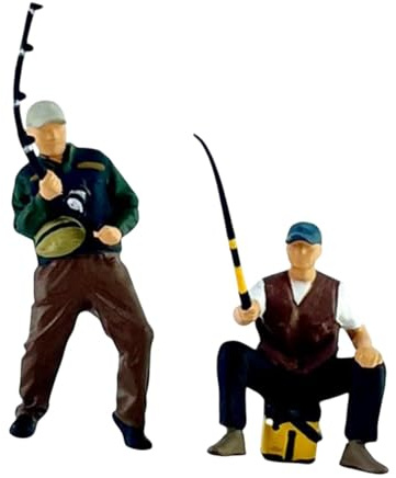 Harilla 2x 1:64 Échelle mâle pêcheur diorama figures de pêche de pêche miniatures ornements afficher la nouveauté artisanat œuvres d'art de personnes modèles