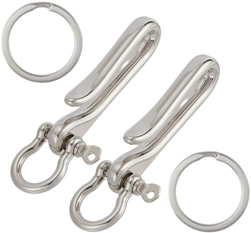 SUNNYCLUE 1 Box 2 Sets Silberner Angelhaken Schlüsselanhänger U Förmiger Schlüsselanhänger Massive Messingverschlüsse Angelhaken Tibetischer Stil Antike Legierung D Schlüsselringe Halter Gürtelclips F
