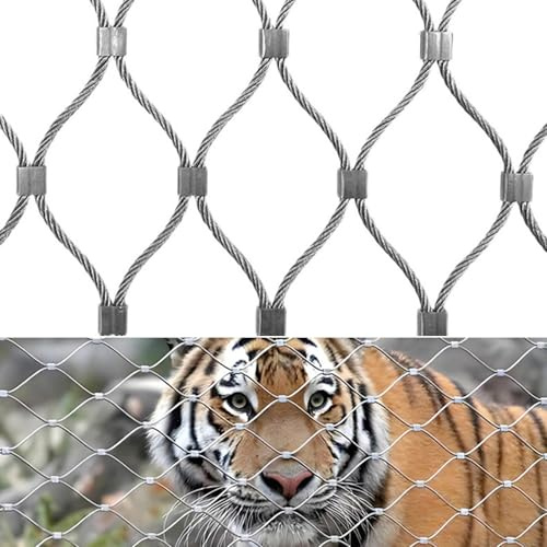 304 Inox Cable Acier,1x3m Filet Inoxydable Corde,Filet Garde Corps,Sécurité Metalprotection Flexible Mailles Multifonctionnel Métallique,Peut Être Utilisé Comme Barrière Pour Animaux,(Non Électrique)