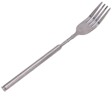 Tenedor extensible, 64.5 cm de largo acero inoxidable de acero telescópico cena de bifurcación de bifurcación de frutas para salchichas de barbacoa vegetales de perros calientes
