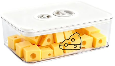 Hynorian Boîte Fromage Frigo 1250 ml avec Couvercle et Indicateur de Date Boîte à Fromage Empilable Transparente avec Joint d’Étanchéité pour Fromage Charcuterie et Jambon Boîte à Fromage pour Frigo | Boîte à fromage empilable avec anneau d'étanchéité pour fromage, saucisses et jambon - Boîte transparente