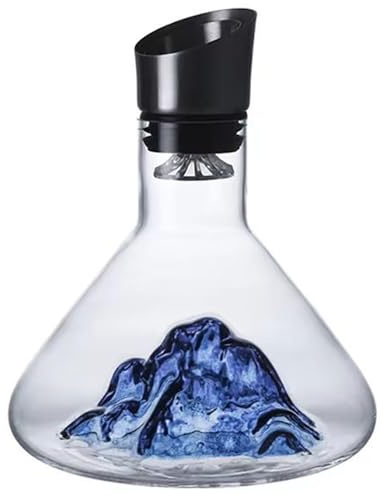 Decanter per Vino Iceberg, 1800 ml, Filtro aeratore in Acciaio Inossidabile, Vetro di Cristallo soffiato a Mano, Set Regalo (C)