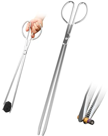 Pinzas de acero inoxidable para chimenea, 53 cm, 48 cm, pinzas de leña resistentes para hoguera para hoguera al aire libre e interior (53 cm)