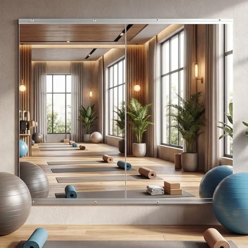 Antok Home Gym Mirror 58x30 2PCS, Large Full Length Wall Mounted Mirrors, Frameless Tempered Glass Full Body Mirror for Gym Yoga Dance Studio Garage Bedroom & Bathroom