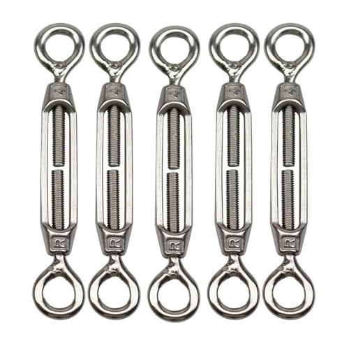Tensionatore per Filo 5 Pz Tenditore M4 Filo Da Giardino Kit Traliccio for Muro Di Mattoni Cavo In Acciaio Inossidabile Inox 304 Occhio E Fune Metallica