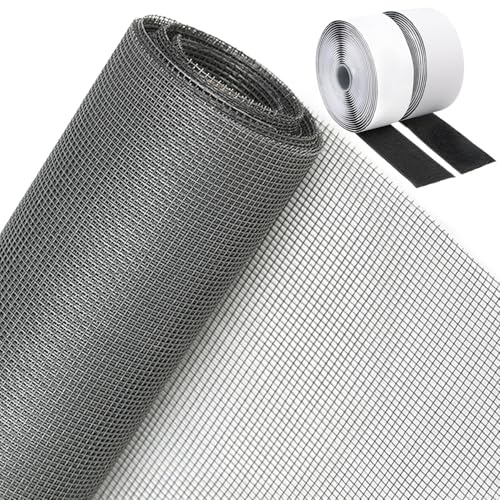 LINSOCLE Rouleau Moustiquaire, 600x150cm Toile Moustiquaire Fibre de Verre, Filet Anti Moustiques pour Fenêtre, Découpable, Indéchirable, With Fixation Auto-Agrippante (Adhesive)