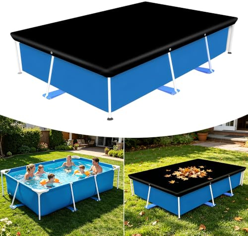 LYPPUL Swimming Pool Cover for Rectangular, 221 x 150 cm Rectangular Pool Cover, Pool Cover for Above Ground Pools, Covers Rectangle Pool for Rectangular Frame Pool Dust Rainproof Durable