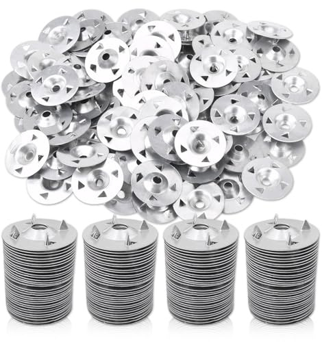 PLATEYTR Set di Rondelle in Metallo per Pannelli Isolanti e Lastre di Cartongesso - 400 Pezzi, Adatti per Applicazioni su Superfici Multiple
