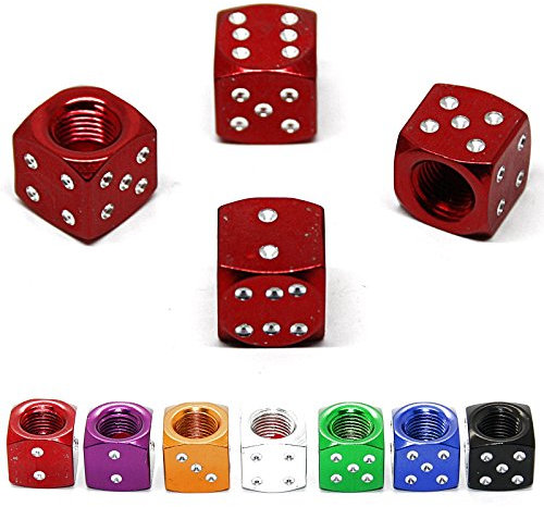 4 Ventilkappen - Würfel cube chrom Dice Bike Auto Motorrad Rad Ventil (blau)