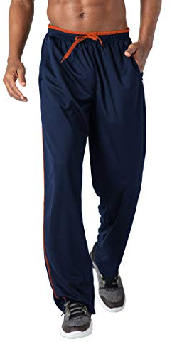 KEFITEVD Pantalones Sueltos para Correr para Hombre Pantalones Casuales para Hombre con Bolsillos con Cremallera,Azul Marino Naranja,L