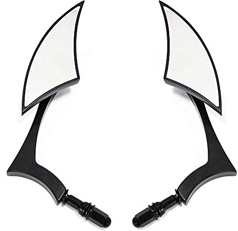 ANCLLO moto lame en aluminium rétroviseurs latéraux universels rétroviseurs d'extrémité Silverado vue arrière pour Cruiser Bobber Chopper Harley (noir)