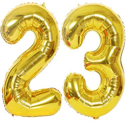 Ballons Anniversaire 23 ans Or, 40 Pouces Foil Ballon Chiffre 23 Numero 23 Anniversaire, Géant Ballon Helium Numéro 23 Or Ballons Décoration pour Femme Homme Anniversaires Fête Décoration