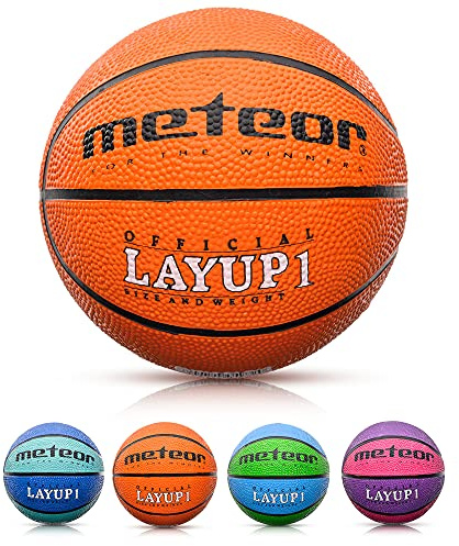 meteor Basketball size 1 Layup Children Kids Youth Basket ball – Size 1 Ideal For Gift – 1 to 10 Years Perfect for Training Soft Mini Basketballs With Non-Slip Surface Indoor Outdoor Junior #1