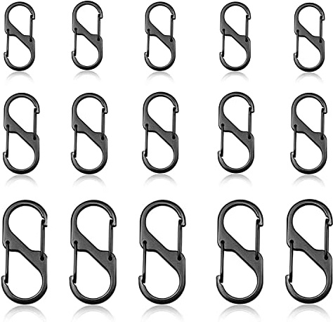 15 Pcs S Carabiner Keyring Clip, Small Carabiner Clip Dual, S Clip | S Carabiner Keyring Clip, Carabiner S Shape Dual Spring Keychain Clip, S Carabiners Dual Spring Opening, Small Carabiners