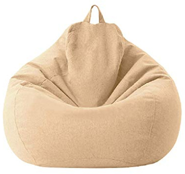 XIXIMAON Funda de Puff SIN Relleno Bolsa de Frijoles Bean Bag de Color Sólido con Asa Cubierta de Puff Pera Sofá Perezoso para Adultos y Niños Cubierta de Puf Pelota para Salón Dormitorio (Caqui, M)