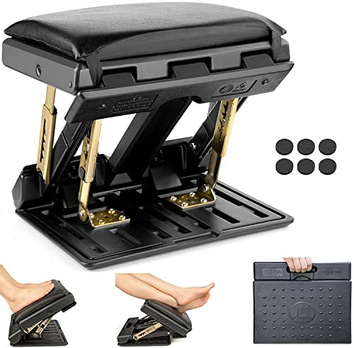 Fußstütze Schreibtisch Verstellbare, Fußstütze Ergonomisch mit Abnehmbarem Weichem Sitzkissen, 4 Höhenverstellung mit Massageperlen Maxtraglast 120 Kg Für Auto Heimbüros