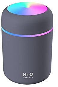 Umidificatore portatile da 300 ml per auto, diffusore di oli aromatici, USB, nebulizzatore freddo, con luce notturna colorata, per casa e auto (grigio)