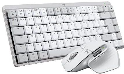 Logitech MX Mechanical Mini pour Mac Clavier sans Fil Illuminé + MX Master 3S pour Mac - Souris Bluetooth sans Fil avec Défilement Ultra-Rapide - Pale Grey - Clavier Français AZERTY